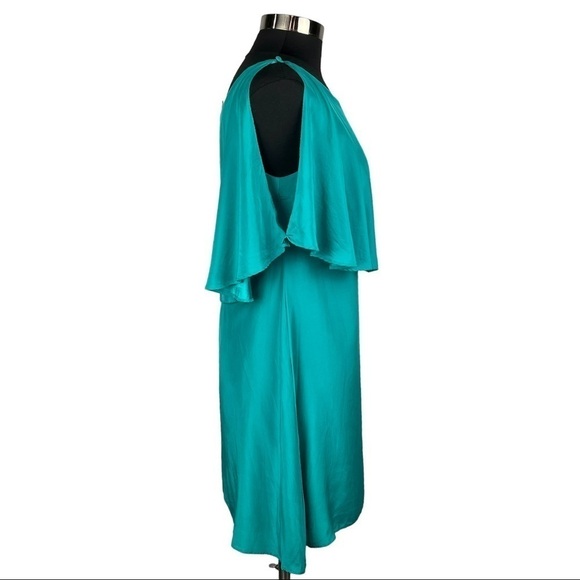 ANNIE GRIFFIN REBECCA SILK SEA GLASS CAPE EFFECT MINI DRESS - Picture 5 of 15